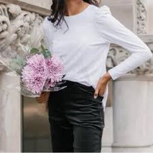 Smash + Tess White Puff Sleeve Long Sleeve Top XLarge